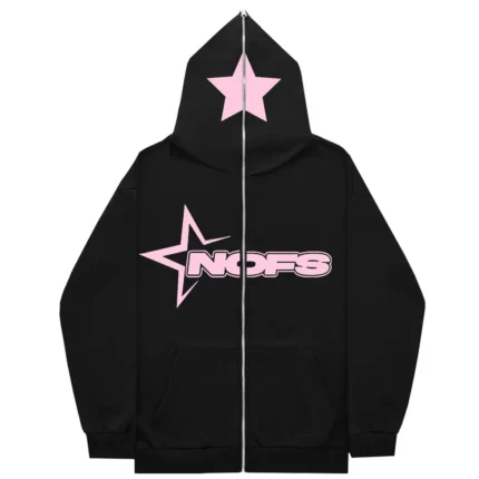 Nofs Hoodie Black (Pink Color Print)